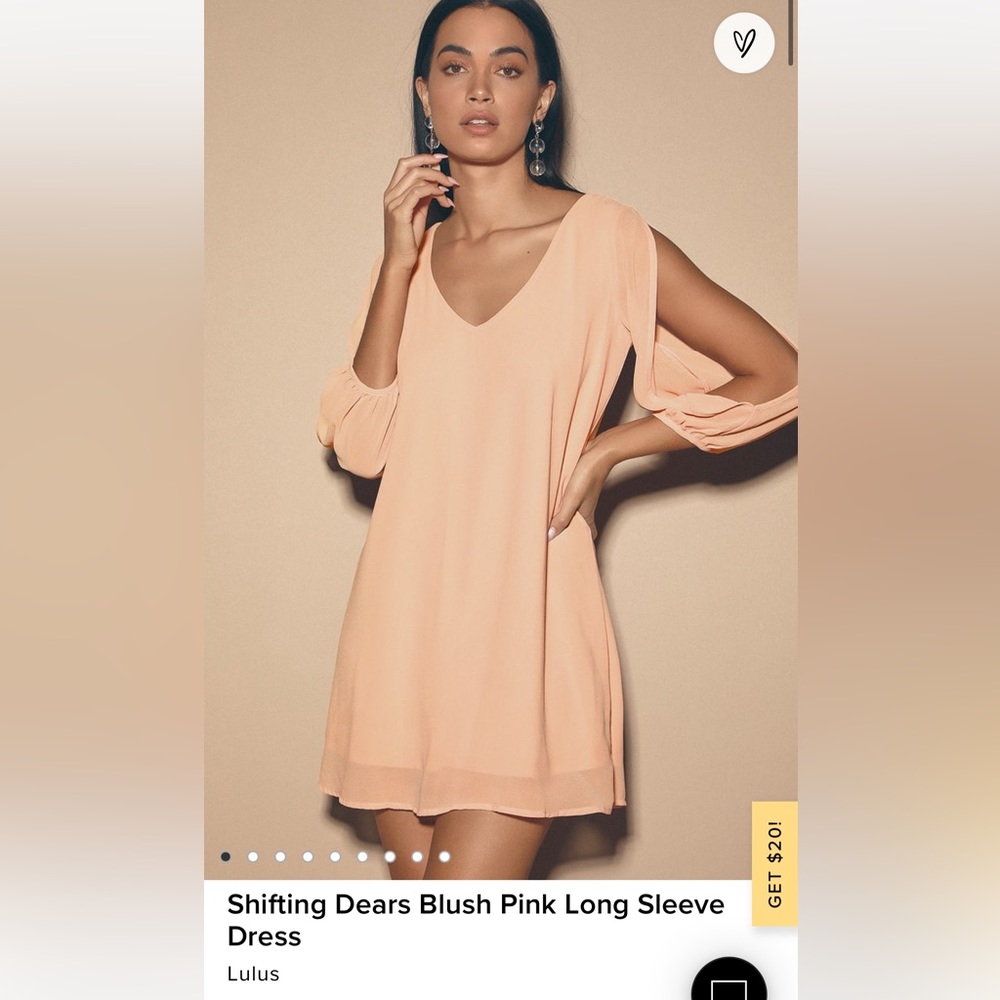 Lulus Shifting Dears Blush Pink Long Sleeve Dress